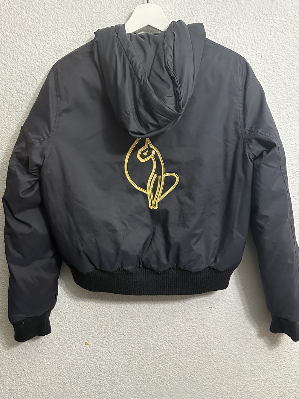 Y2K BABY PHAT Bomber Puff Jacket Womens Medium Puffer Hooded Cat Logo‎ Vintage